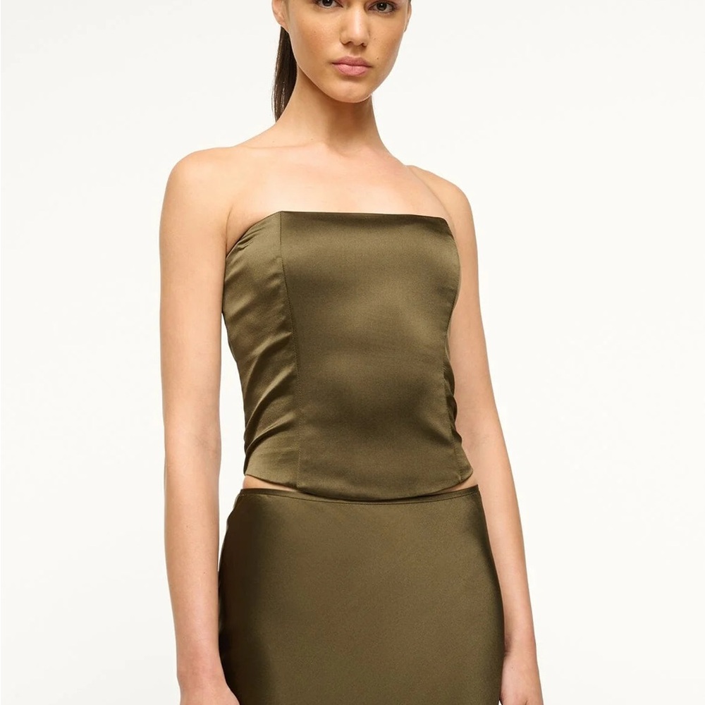 NWT STAUD Dark Woodland Silk Top